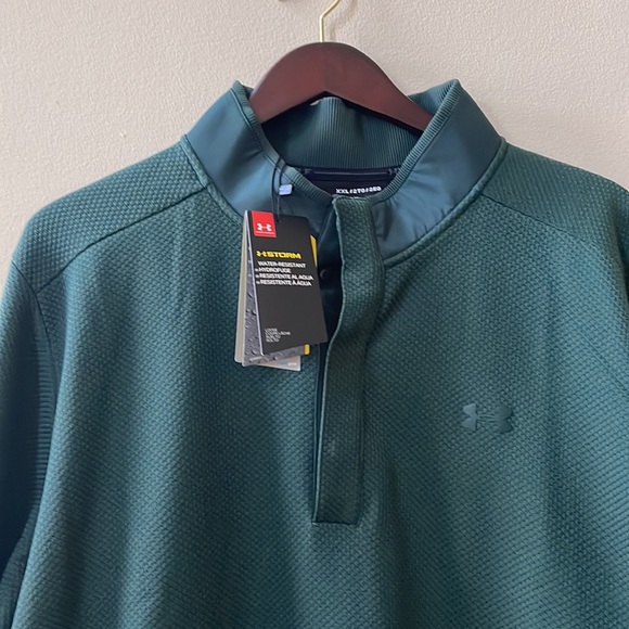 UNDER ARMOUR Storm Mens SweaterFleece Snap Mock Golf Pullover Green Size XXL NEW - Picture 2 of 12